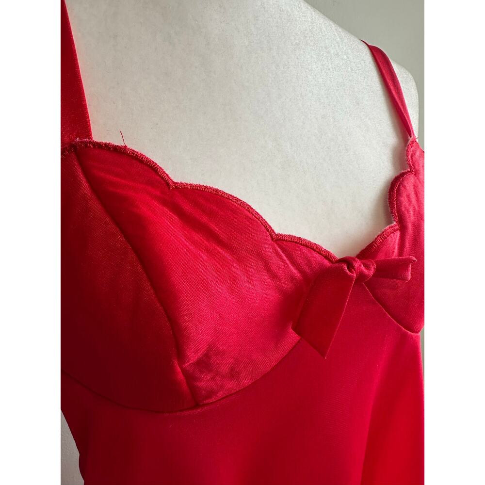 Vintage Deadstock Vassarette Nightie Mini Dress Slip Red M - Picture 2 of 12